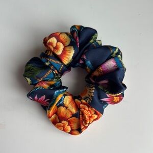 Handmade satin  Floral multi color Hair Scrunchie